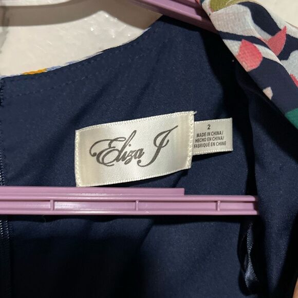 Eliza J Floral Print 3/4 Balloon Sleeve Faux Wrap Hi-Low Maxi Dress - Picture 3 of 8